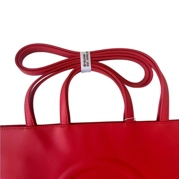 Telfar Large Shopping Bag Red Vegan Leather Tote - Picture 9 of 14